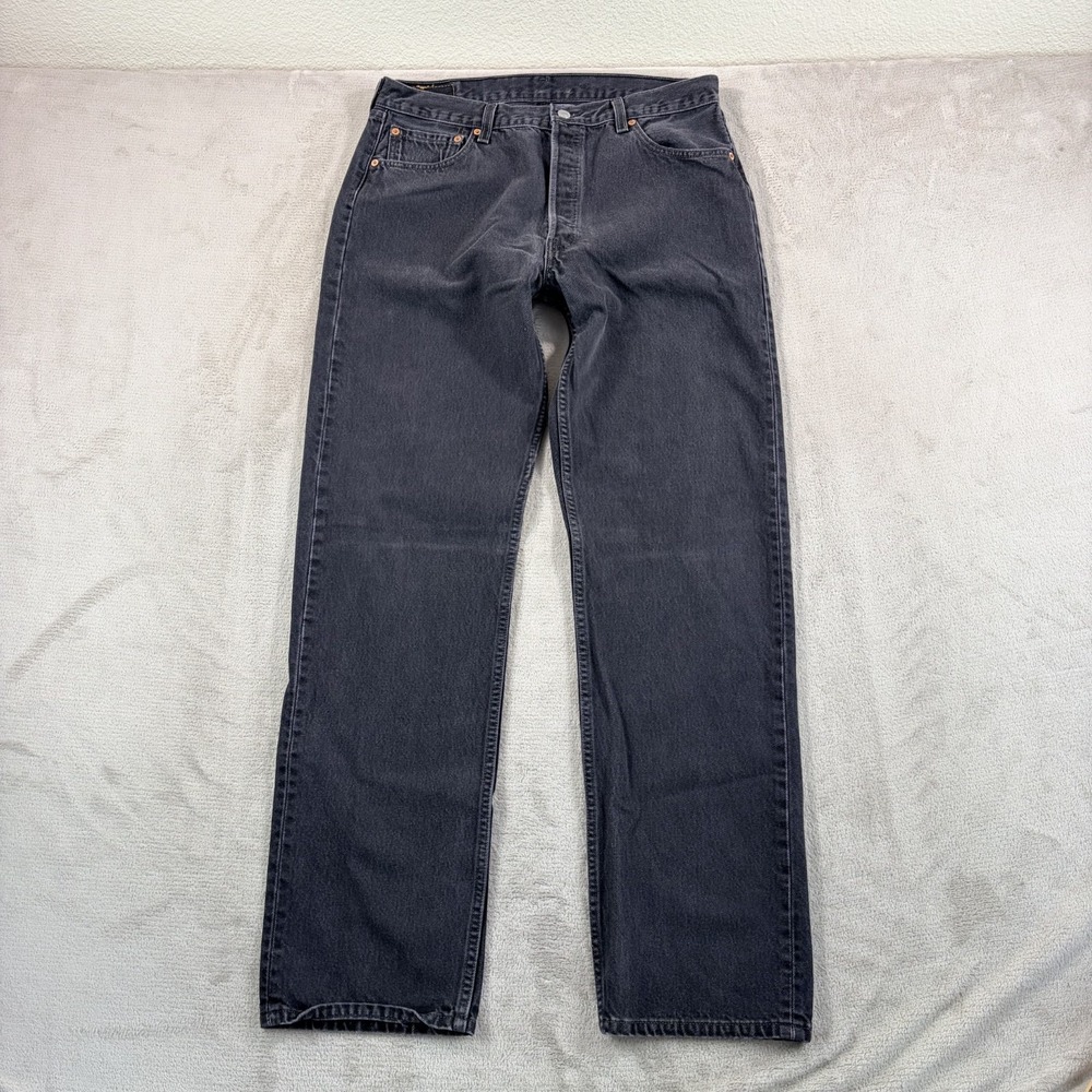 Vintage Levi's 501 Jeans Faded Black Men 36x34 (Fits 34x34) Made in USA 90s